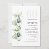 Eucalyptus 60th Birthday Botanical Greenery Party Kaart (Voorkant)