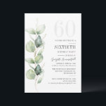 Eucalyptus 60th Birthday Botanical Greenery Party Kaart<br><div class="desc">Botanische Eucalyptus 60e verjaardag Griekse uitnodiging. Met een modern,  zuinig botanisch ontwerp met een populaire trendy typografie en lay-out. Ideaal voor andere speciale gelegenheden,  zoals verrassingsfeestjes en verjaardagsfeestjes</div>