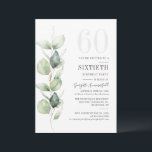 Eucalyptus 60th Birthday Botanical Greenery Party Kaart<br><div class="desc">Botanische Eucalyptus 60e verjaardag Griekse uitnodiging. Met een modern,  zuinig botanisch ontwerp met een populaire trendy typografie en lay-out. Ideaal voor andere speciale gelegenheden,  zoals verrassingsfeestjes en verjaardagsfeestjes</div>