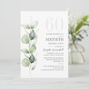 Eucalyptus 60th Birthday Botanical Greenery Party Kaart