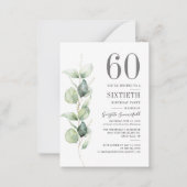 Eucalyptus 60th Birthday Greenery Foliage Notitiekaartje (Voorkant)