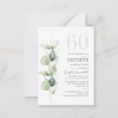 Eucalyptus 60th Birthday Greenery Invitation Notitiekaartje (Voorkant)