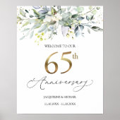 Eucalyptus 65th Wedding Jubileum Welkomstteken Poster (Voorkant)