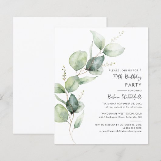 Eucalyptus 70e jaarlijkse uitnodiging tot inschrij (Voorkant / Achterkant)