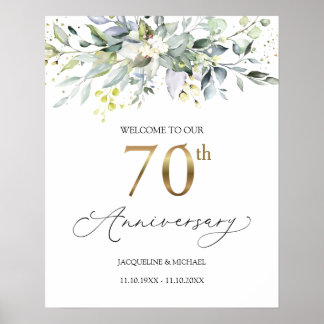 Eucalyptus 70th Wedding Jubileum Welkomstteken Poster