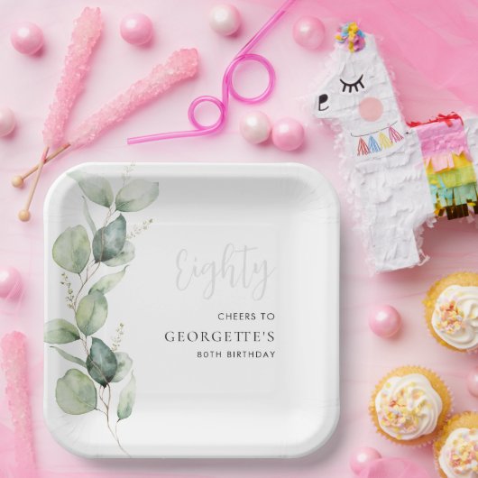 Eucalyptus 80e Waterverf Papieren Bordje (Feest)