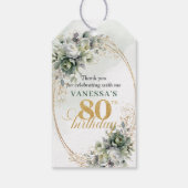 Eucalyptus 80ste verjaardag Stof groene tag Cadeaulabel (Achterkant)