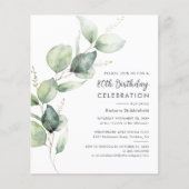 Eucalyptus 80th Birthday Party Invitation (Voorkant)
