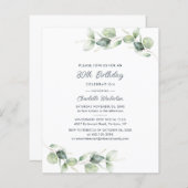 Eucalyptus 80th Birthday Party Invitation (Voorkant / Achterkant)