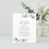 Eucalyptus 80th Birthday Party Invitation (Staand voorkant)