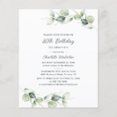 Eucalyptus 80th Birthday Party Invitation (Voorkant)