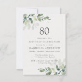 Eucalyptus 80th Birthday Party Kaart (Voorkant)