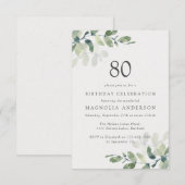 Eucalyptus 80th Birthday Party Kaart (Voorkant / Achterkant)