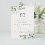 Eucalyptus 80th Birthday Party Kaart<br><div class="desc">Nodig vrienden en familie uit voor de viering van de verjaardag met dit moderne ontwerp.</div>