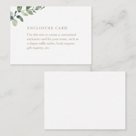 Eucalyptus Aangepaste Baby shower-behuizing Informatiekaartje (Voorkant / Achterkant)