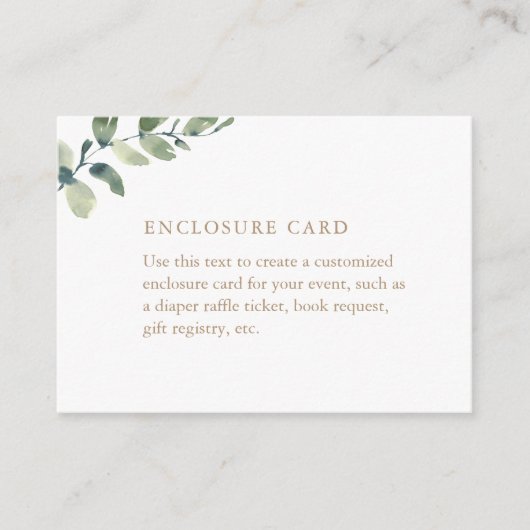 Eucalyptus Aangepaste Baby shower-behuizing Informatiekaartje (Voorkant)