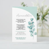 Eucalyptus Accommodatie Wedding Mint Leaves Informatiekaartje (Staand voorkant)