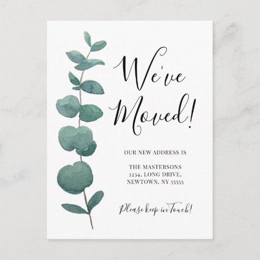 Eucalyptus adreswijziging aankondigingskaart (Voorkant)