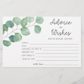 Eucalyptus - advies en wensen bruidsfeest briefpapier (Voorkant)