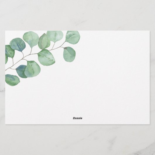 Eucalyptus - advies en wensen vrijgezellenfeest briefpapier (Achterkant)