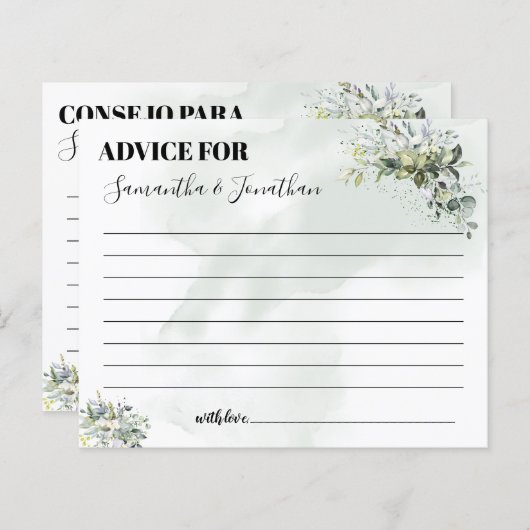 Eucalyptus Advies voor een tweetalige douchekaart (Voorkant / Achterkant)