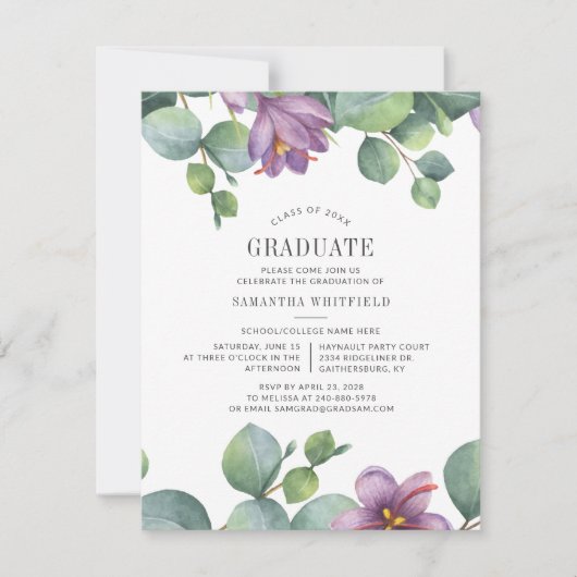 Eucalyptus Afstudeerder 2022 Greenery Moden Afstud Kaart (Voorkant)
