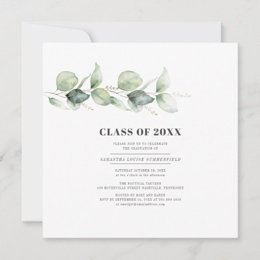 Eucalyptus Afstuderen 2024 Afstudeerfeest Kaart (Voorkant)