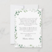 Eucalyptus After Funeral Memorial Sympathy Bedankkaart (Achterkant)