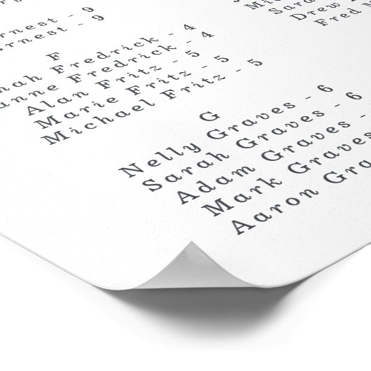 Eucalyptus Alfabetical Wedding Seating Chart Poster (Hoek)