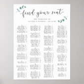 Eucalyptus Alfabetical Wedding Seating Chart Poster (Voorkant)