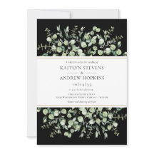 Eucalyptus All in One Black Huwelijksuitnodiging