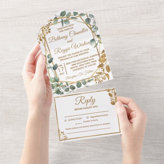 Eucalyptus All in One Wedding Invitation Uitnodiging (Afscheurbaar)