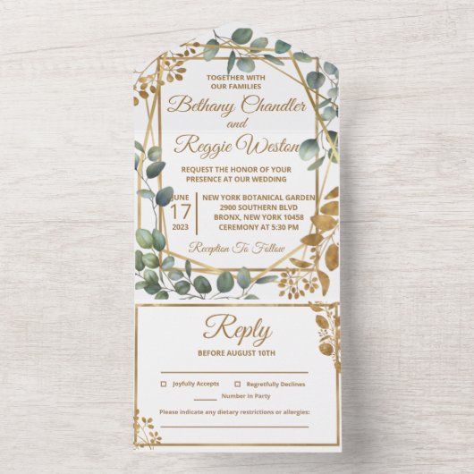 Eucalyptus All in One Wedding Invitation Uitnodiging (Binnen)