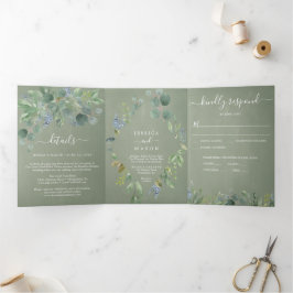 Eucalyptus All-in-One Wedding Invitations Drieluik Uitnodiging