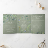 Eucalyptus All-in-One Wedding Invitations Drieluik Uitnodiging (Binnen)