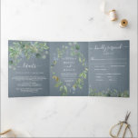 Eucalyptus All-in-One Wedding Invitations Drieluik Uitnodiging<br><div class="desc">Geef alle details van je bruiloft weer met deze mooie drieledige,  all-in-one trouwuitnodiging. De gasten kunnen het briefkaart gemakkelijk wegsnijden RSVP en in de post plaatsen! Bewerk eenvoudig alle informatie met je trouwgegevens en voeg je eigen foto toe! Bekijk ons volledige collectie Dusty Blue Eucalyptus voor meer overeenkomende objecten!</div>
