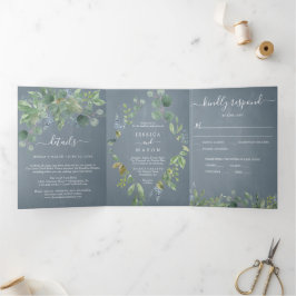 Eucalyptus All-in-One Wedding Invitations Drieluik Uitnodiging