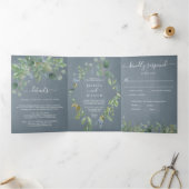 Eucalyptus All-in-One Wedding Invitations Drieluik Uitnodiging (Binnen)