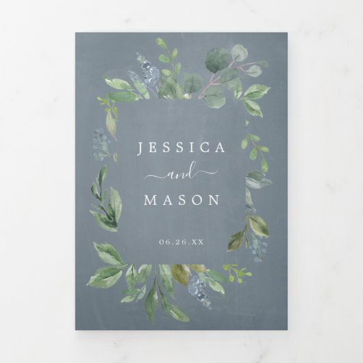 Eucalyptus All-in-One Wedding Invitations Drieluik Uitnodiging (Cover)