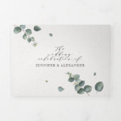 Eucalyptus Alles in een Monogram Bruiloft Tri-Fold Drieluik Uitnodiging (Cover)