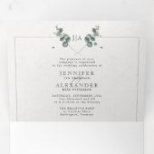 Eucalyptus Alles in een Monogram Bruiloft Tri-Fold Drieluik Uitnodiging (Binnenzijde eerst)