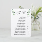 Eucalyptus Alphabetical 12 Guest Table Chart Cards Kaart (Staand voorkant)