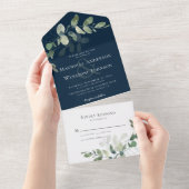 Eucalyptus Ampersand Chic Wedding All In One Uitnodiging (Afscheurbaar)