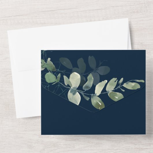 Eucalyptus Ampersand Chic Wedding All In One Uitnodiging (Achterkant)