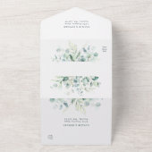 Eucalyptus Ampersand Gold Green Wedding All In One Uitnodiging (Buitenkant)