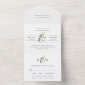 Eucalyptus Ampersand Gold Green Wedding All In One Uitnodiging (Binnen)