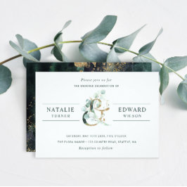 Eucalyptus Ampersand Gold Green Wedding Kaart