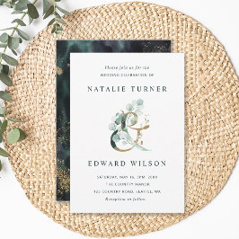 Eucalyptus Ampersand Gold Green Wedding Kaart