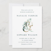 Eucalyptus Ampersand Gold Green Wedding Kaart (Voorkant)
