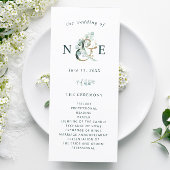 Eucalyptus Ampersand Gold Green Wedding Programmakaart